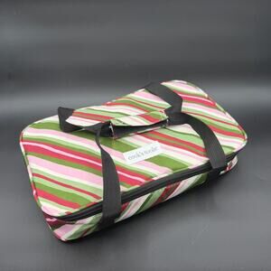 Cook’s Tools Insulated Casserole Carrier‎ Pink Green Striped 14.5 Inch
